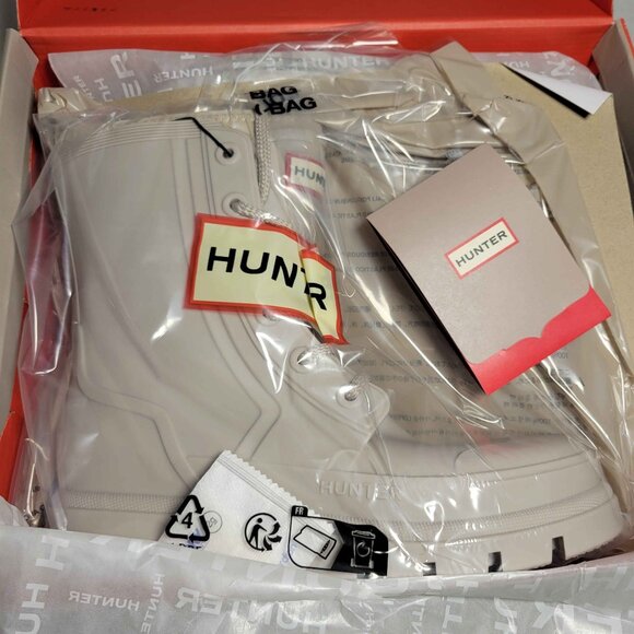 Hunter Women's Diana Waterproof Lace-Up Rain Boots in Taupe - Picture 1 of 11